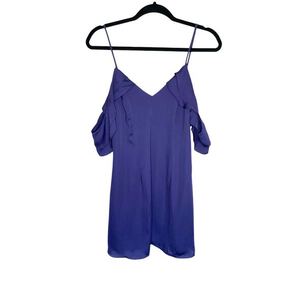 NWT Revolve Ruffle Sleeve Mini Dress Size M - Navy/Plum - Picture 3 of 9